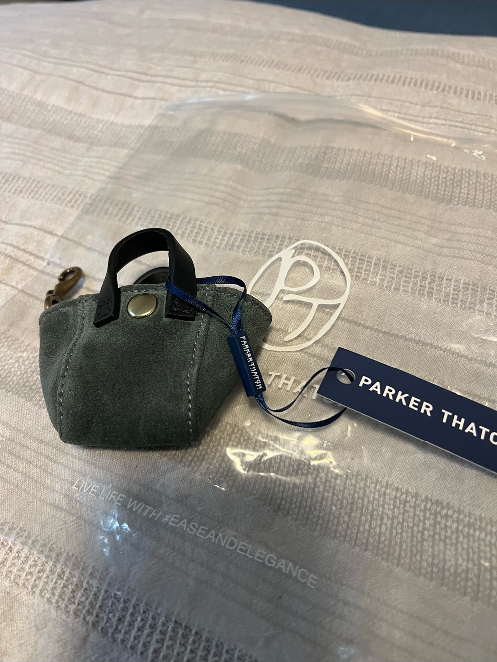 Parker Thatch: Tote Bag Charm - Suede Bottle Green NWT!
